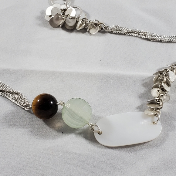 Extra long necklace silver tone beaded flapper - Picture 3 of 7